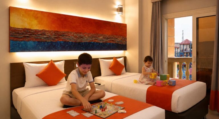 Toddler and Kid playing in the room - Your Summer Package at Gloria Aqua Park Aswan