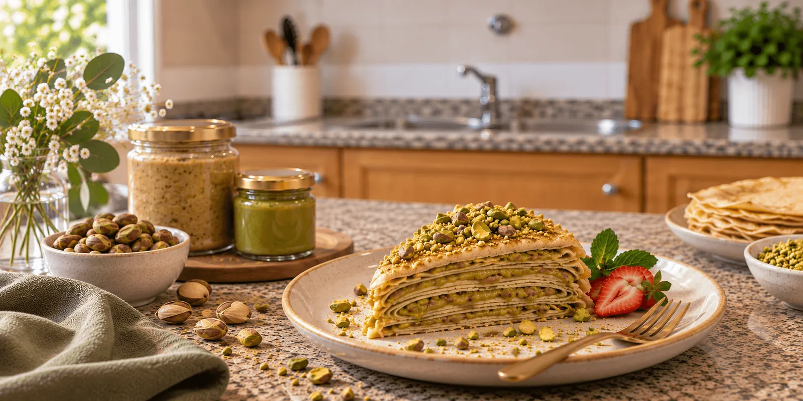 Crepe pistachio halawa